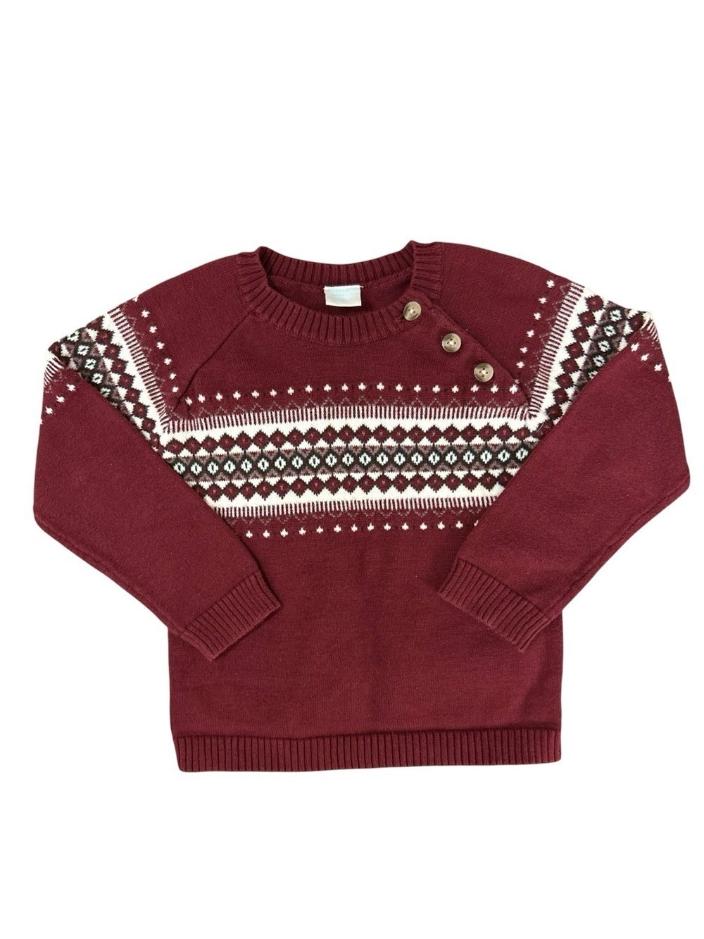 Boys Edgehill Collection Fair Isle Sweater Red Cotton 3T